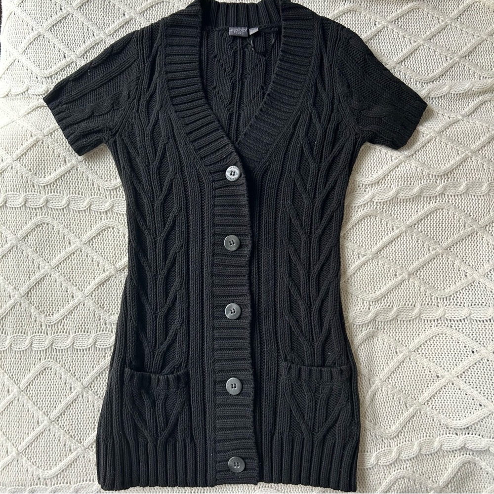 Esprit Black Cable Knit Short Sleeve Cardigan